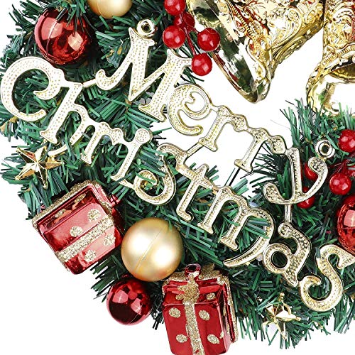 Christmas Wreath Decorations with Bells Artificial Christmas Wreath Garland Christmas Flower Garland Decorations Front Door Hanging Garland Door Wreath Flowers Christmas Window Hanging Decorations
