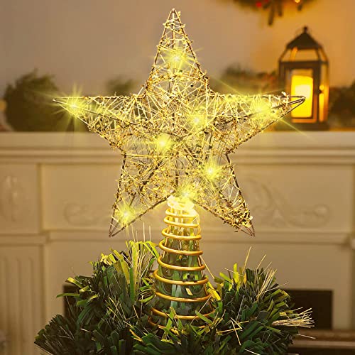 LED Lighted Glitter Star Christmas Tree Topper