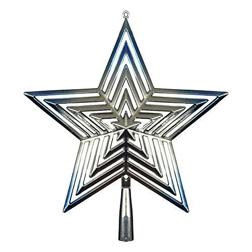 Shiny Two-Tone Star Christmas Tree Topper (Silver/Blue)