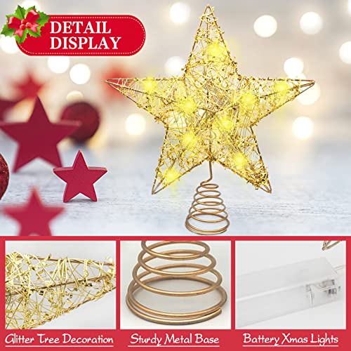 LED Lighted Glitter Star Christmas Tree Topper