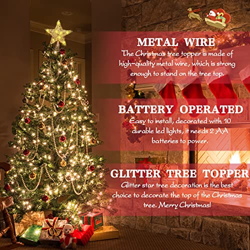 LED Lighted Glitter Star Christmas Tree Topper