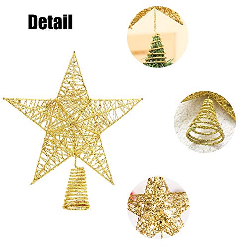 DIYASY Christmas Tree Topper,10inches Metal Glittered Star Xmas Tree Decoration Treetop for Xmas Home Decor