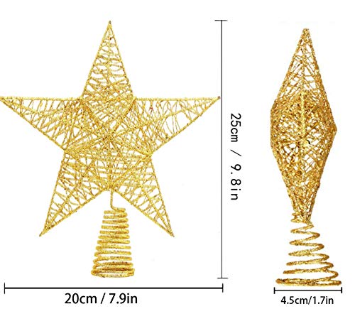 DIYASY Christmas Tree Topper,10inches Metal Glittered Star Xmas Tree Decoration Treetop for Xmas Home Decor