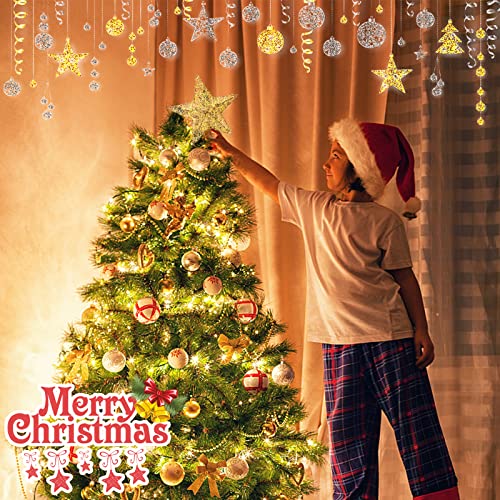 LED Lighted Glitter Star Christmas Tree Topper