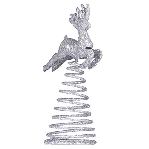 Amosfun Christmas Reindeer Tree Topper Holiday Christmas Tree Decorations Ornaments Silver