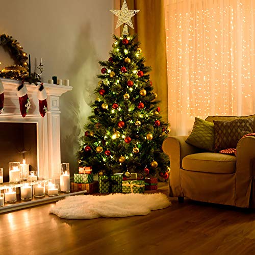 DIYASY Christmas Tree Topper,10inches Metal Glittered Star Xmas Tree Decoration Treetop for Xmas Home Decor