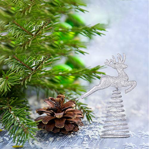 Amosfun Reindeer Tree Topper - Silver Ornaments