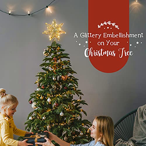 Sparkling Gold Christmas Tree Topper - Heptagon Shape