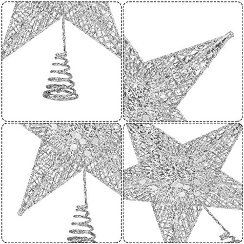 ADXCO Metal Christmas Tree Topper Star Glittered Christmas Treetop Sparkling Hallow Wire Star Treetop for Xmas Holiday Decoration