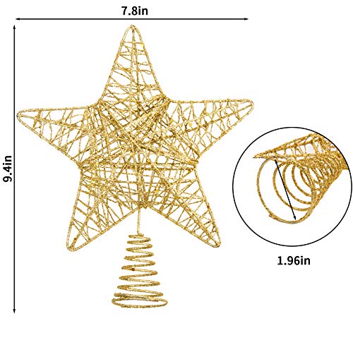 Gold Glittered Hollow Star Tree Topper for Christmas