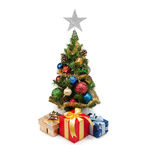 ADXCO Metal Christmas Tree Topper Star Glittered Christmas Treetop Sparkling Hallow Wire Star Treetop for Xmas Holiday Decoration