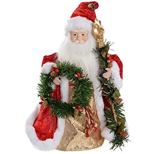 Red & Gold Santa Christmas Tree Topper - 30cm