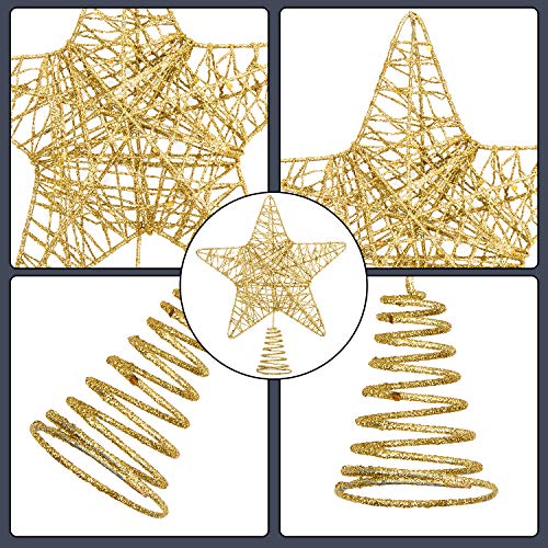 Gold Glittered Hollow Star Tree Topper for Christmas