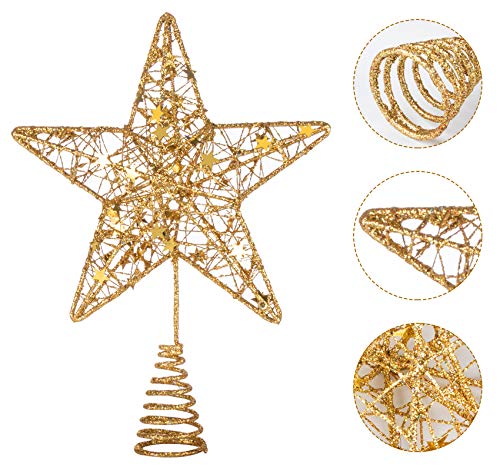Glittery LED Gold Christmas Tree Star, 12
