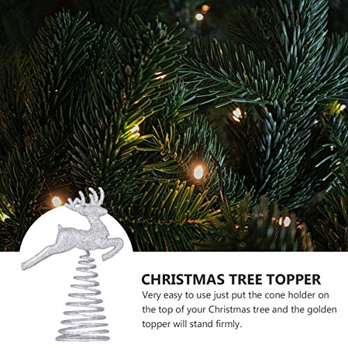 Amosfun Reindeer Tree Topper - Silver Ornaments