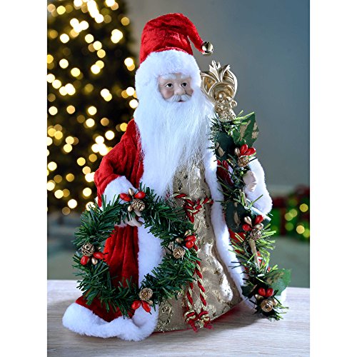 Red & Gold Santa Tree Topper - 30cm