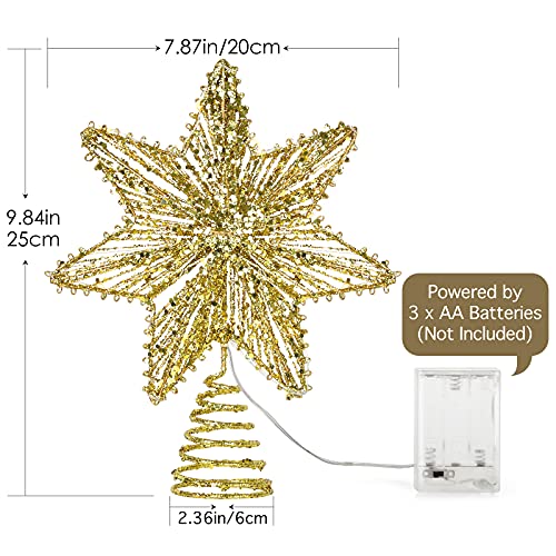 Sparkling Gold Christmas Tree Topper - Heptagon Shape