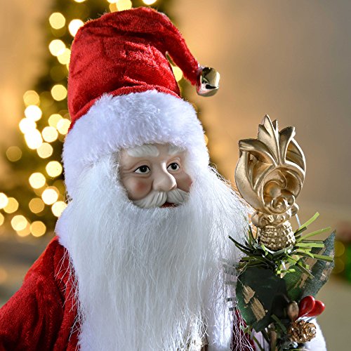 Red & Gold Santa Tree Topper - 30cm