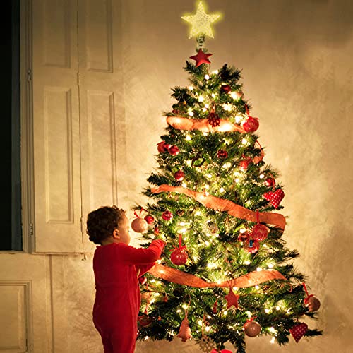 Festive White Star Tree Topper with Lights