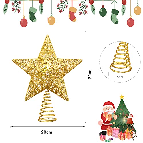 Gold Christmas Star Tree Topper 9.4" with Metal