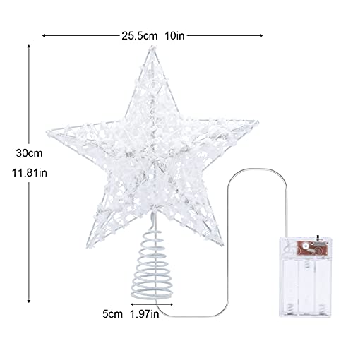 Festive White Star Tree Topper with Lights