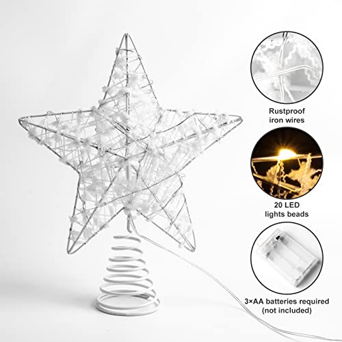 LED Christmas Tree Topper Star Ornaments, White