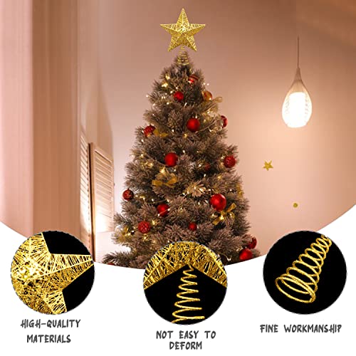 Gold Christmas Star Tree Topper 9.4" with Metal