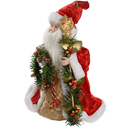 Red & Gold Santa Tree Topper - 30cm