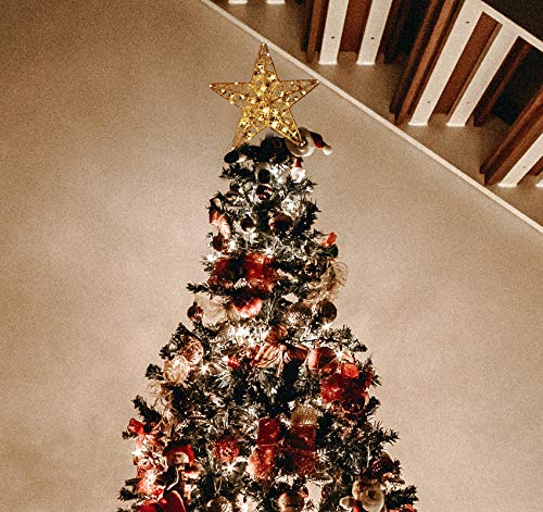 Glittery LED Gold Christmas Tree Star, 12