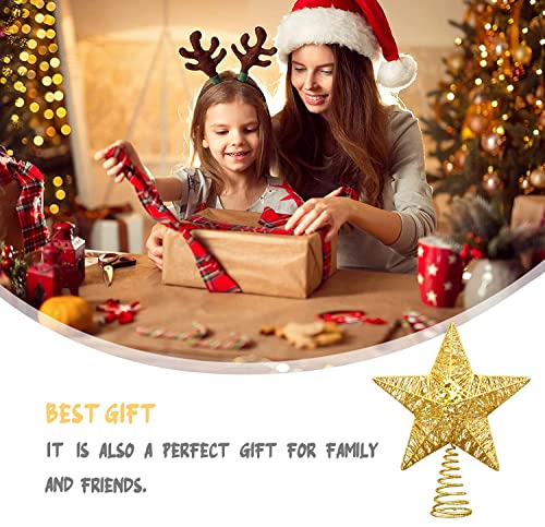 Gold Christmas Star Tree Topper 9.4" with Metal