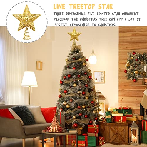 Gold Christmas Star Tree Topper 9.4" with Metal