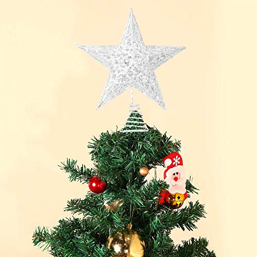 Time to Sparkle 20*16*4cm Glitter Christmas Tree Topper Star For Christmas Tree Decoration White