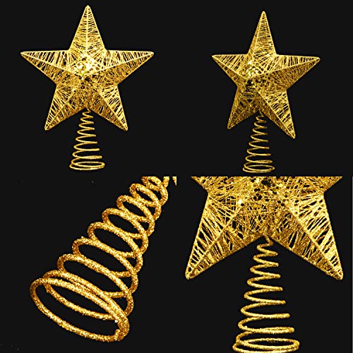 Gold Christmas Star Tree Topper 9.4" with Metal