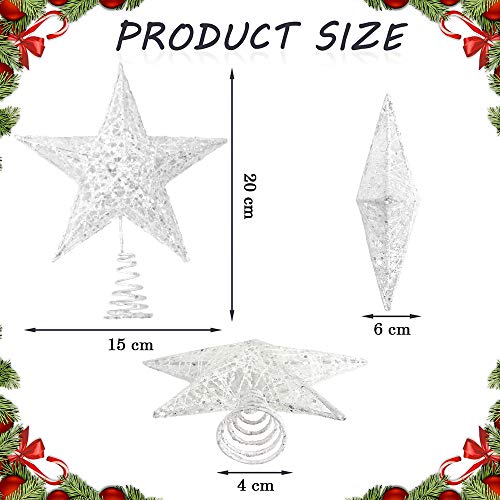 Time to Sparkle 20*16*4cm Glitter Christmas Tree Topper Star For Christmas Tree Decoration White