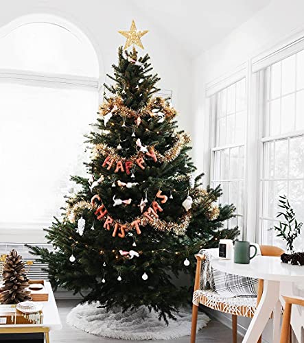 Gold Christmas Tree Topper Star,AOBETAK Glitter Xmas Trees Top Decoration,Metal Wire Stars For Topper Of Christmas Tree Home Decoration 20cm/7.8in