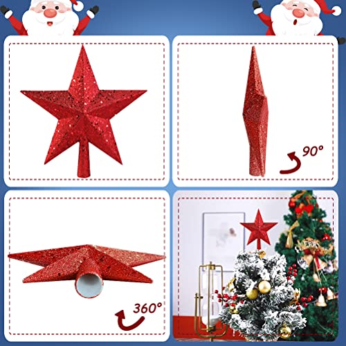 Christmas Tree Topper Star, AOBETAK Glitter Xmas Trees Top Decoration, Plastic Light Weight Hallow Christmas Party Trees Stars Home Christmas Ornament 20cm/7.8in