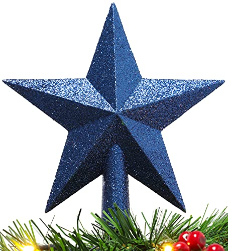 20cm Midnight Blue Glitter Tree Topper by Christmas Concepts