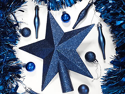 Midnight Blue Glitter Tree Topper - 20cm - Christmas