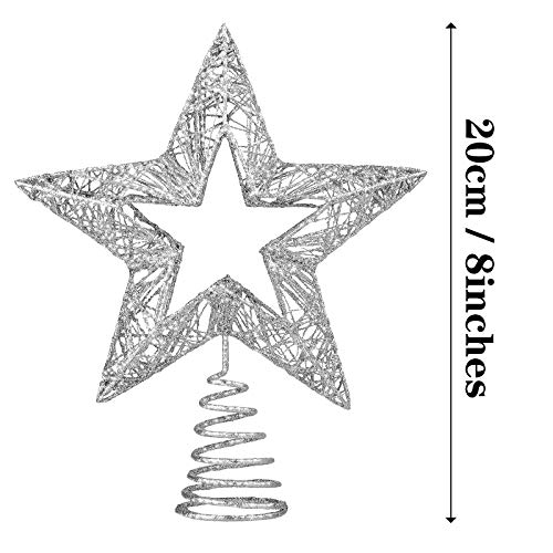 Sparkling Metal Glitter Tree Topper - Silver