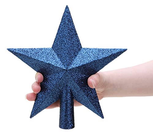 Midnight Blue Glitter Tree Topper - 20cm - Christmas