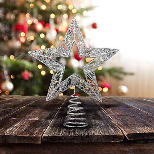 Sparkling Metal Glitter Tree Topper - Silver