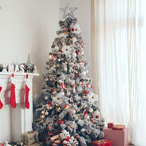 Sparkling Metal Glitter Tree Topper - Silver