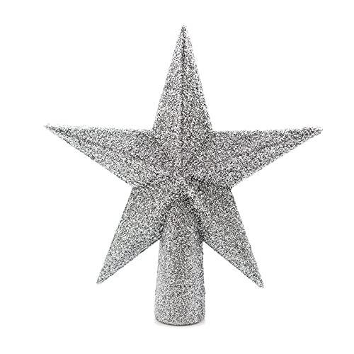Glitter Star Tree Topper - Silver, 4 Inch