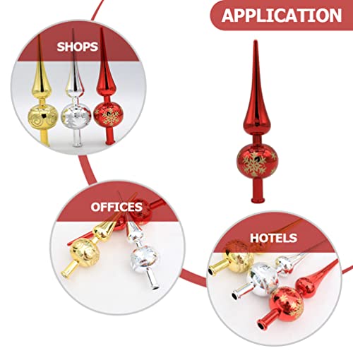 STOBOK Christmas Tree Topper Plastic Christmas Tree Topper Blown Plastic Xmas Tree Finials Hand- Painted Treetop Glass for Christmas Tree Ornaments (Red)