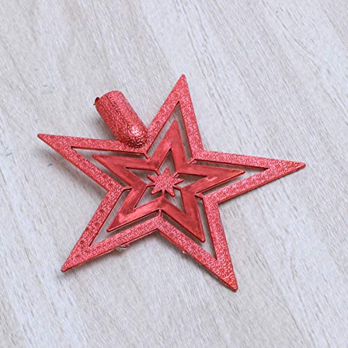 Festive Red Christmas Tree Star Topper Decoration