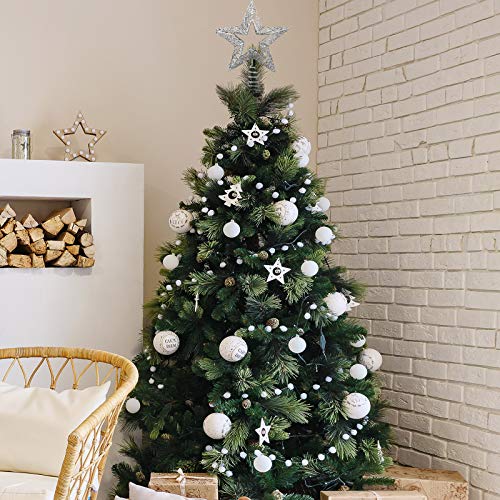 Sparkling Metal Glitter Tree Topper - Silver