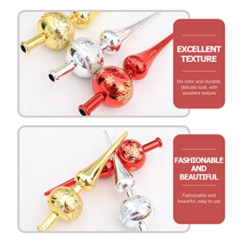 STOBOK Christmas Tree Topper Plastic Christmas Tree Topper Blown Plastic Xmas Tree Finials Hand- Painted Treetop Glass for Christmas Tree Ornaments (Red)