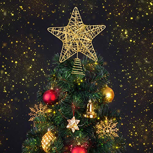 Glittery Metal Star Tree Topper for Festive Decor