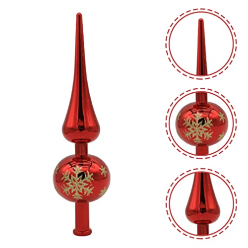 STOBOK Christmas Tree Topper Plastic Christmas Tree Topper Blown Plastic Xmas Tree Finials Hand- Painted Treetop Glass for Christmas Tree Ornaments (Red)