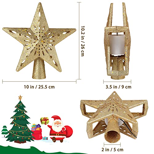 Sparkling Christmas Tree Topper with Colorful Projectors